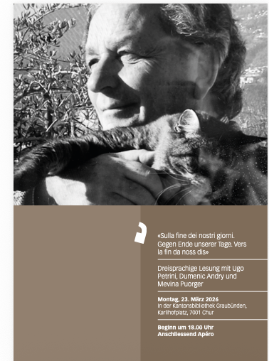 «Sulla fi ne dei nostri giorni. Gegen Ende unserer Tage. Vers la fi n da noss dis» Occurrenza trilingua a Cuoira