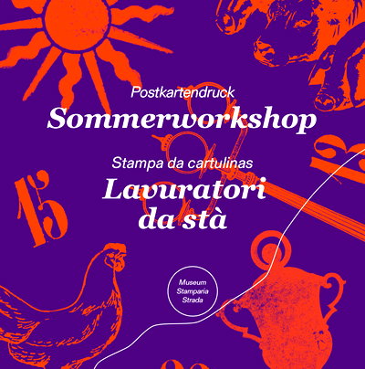 «Sommerworkshop» Postkartendruck / «Lavuratori da stà» Stampa da cartulinas