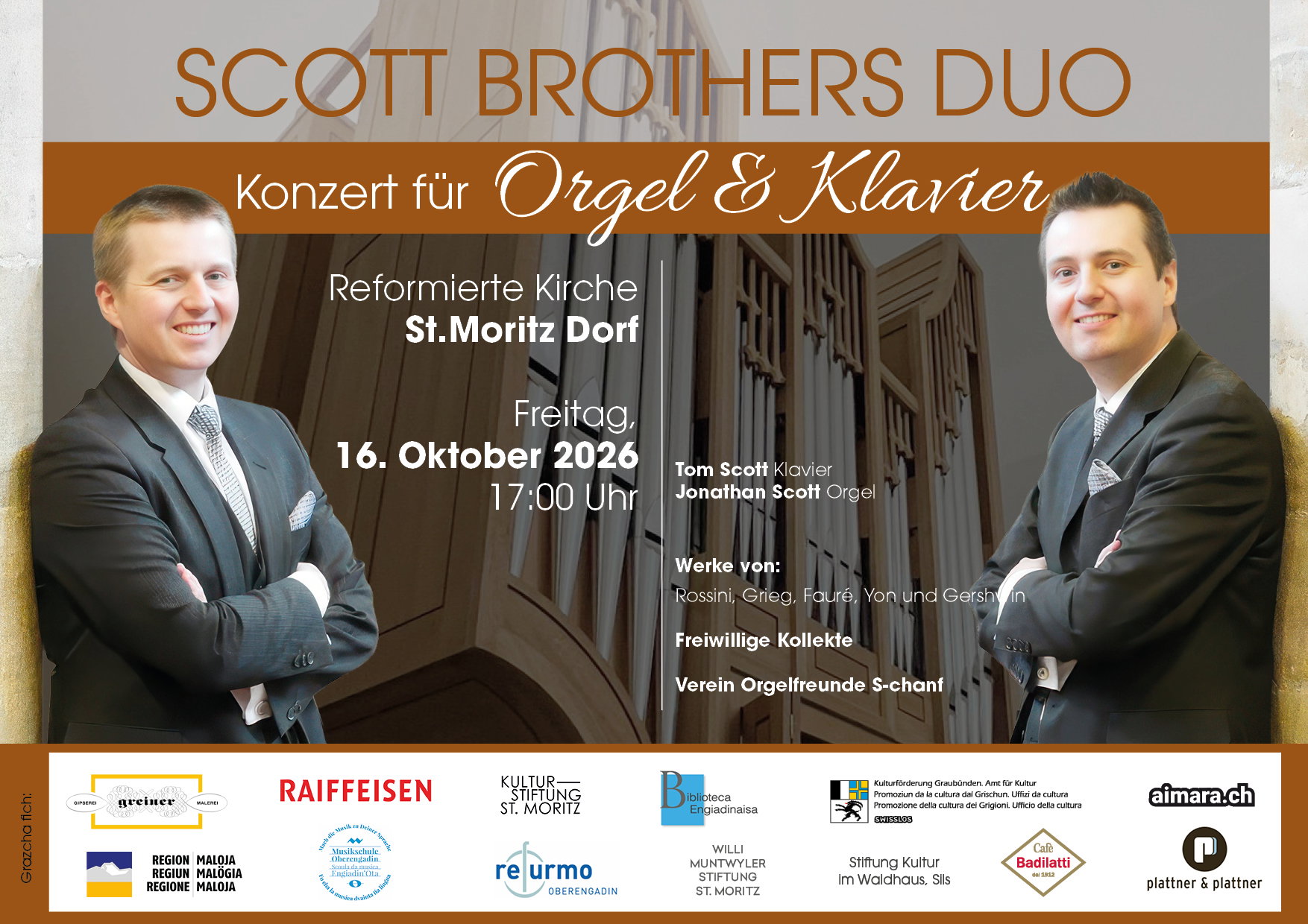 Concert per orgel e clavazin da Jonathan e Tom Scott, da Manchester (GB)